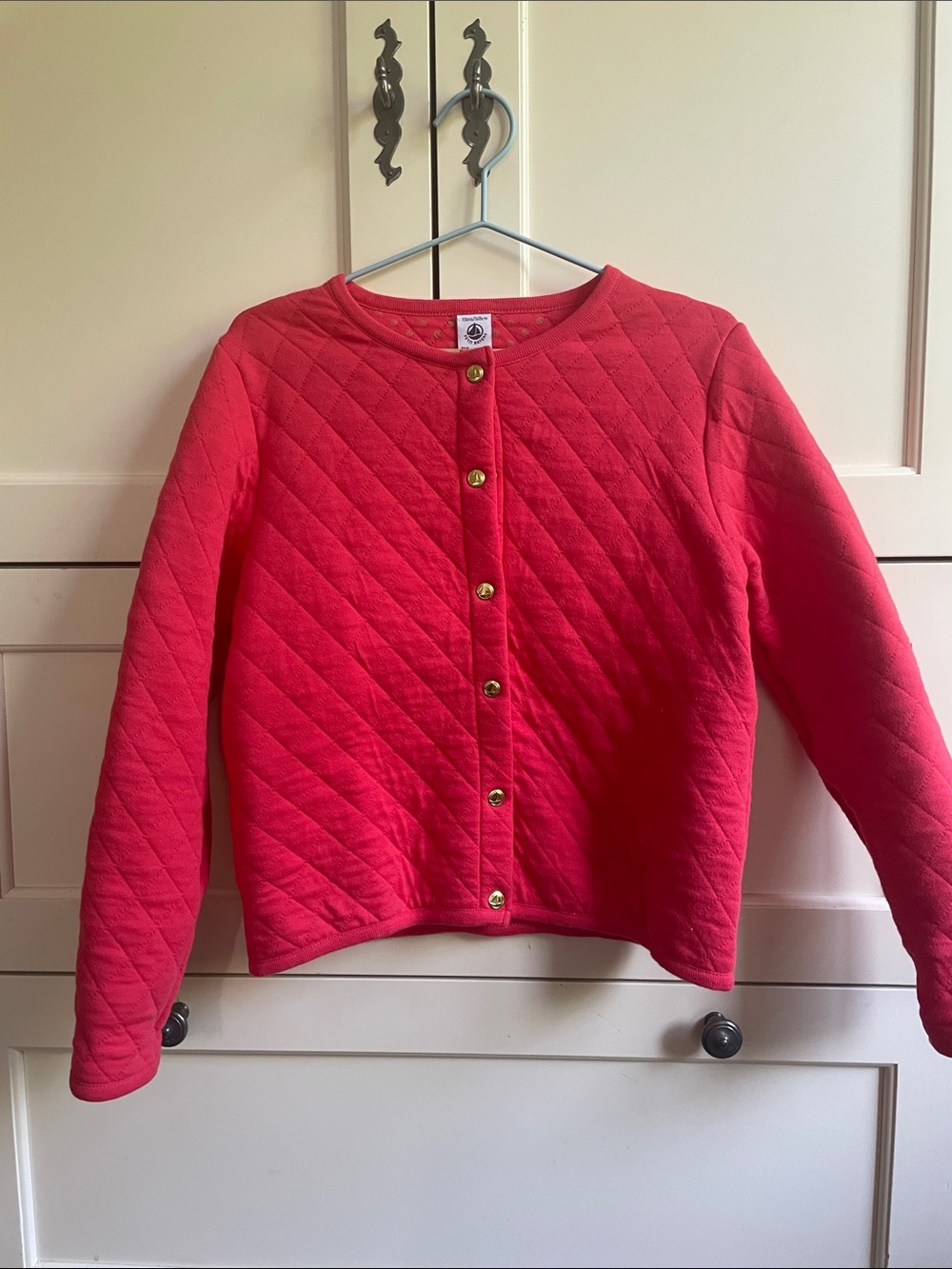 Petit Bateau Kids Quilted Button-Front Cardigan - Pink